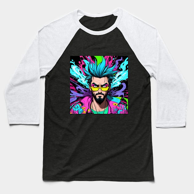 Man with colorful mohican Baseball T-Shirt by gosecreativo20